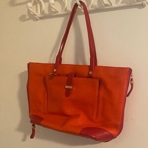 Tory Burch Vibrant Orange and pink Tote